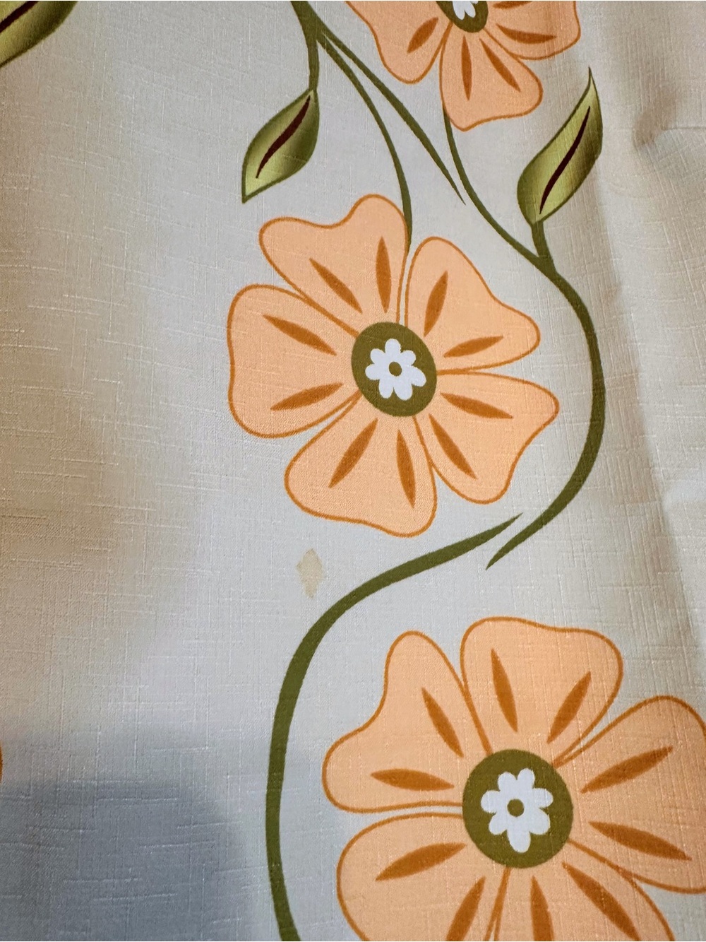 Floral Ruffle Sleeve Women’s Shirt - Peach, Green on Cream size small - Picture 2 of 3